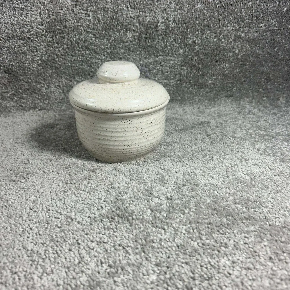 Churchill England Stoneware Creamer Sugar Salt‎ Pepper Set Cream Speckled 4pc